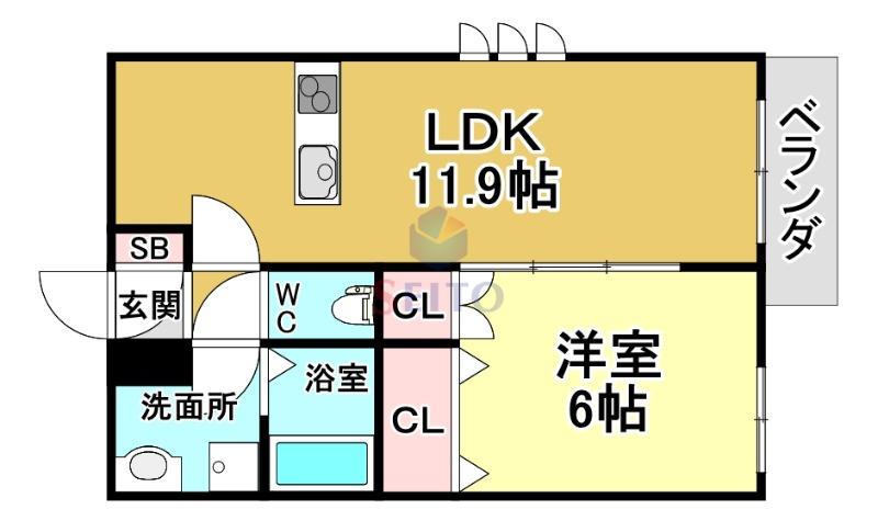 CASA FELICE VITA(1LDK/1階)の間取り写真