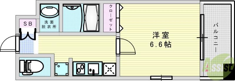 ミッドコート東三国(1K/10階)の間取り写真