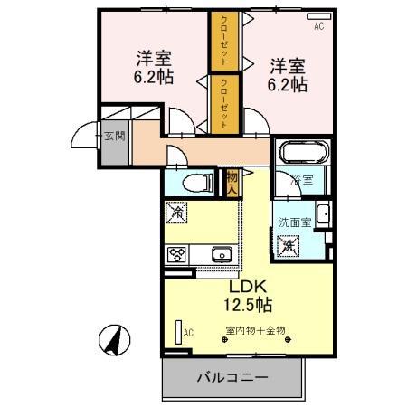 アザレア(2LDK/1階)の間取り写真