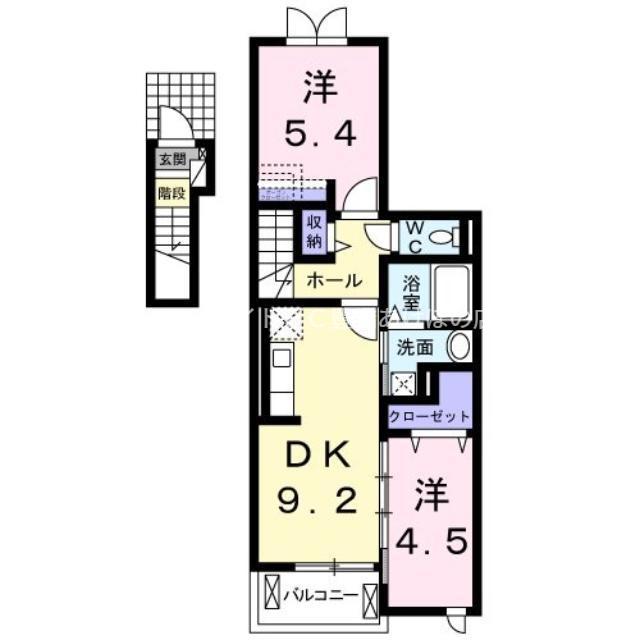 GLANZ一色(2DK/2階)の間取り写真