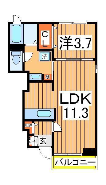 クレッシェンド2(1LDK/1階)の間取り写真