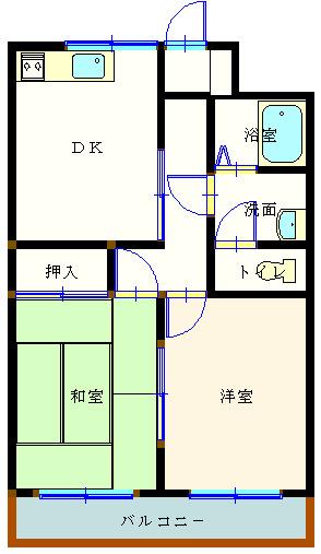 あけぼのマンションA棟(2DK/2階)の間取り写真