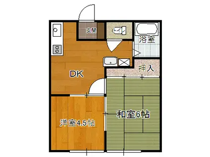 パナハイツ ハヤトB(2DK/2階)の間取り写真