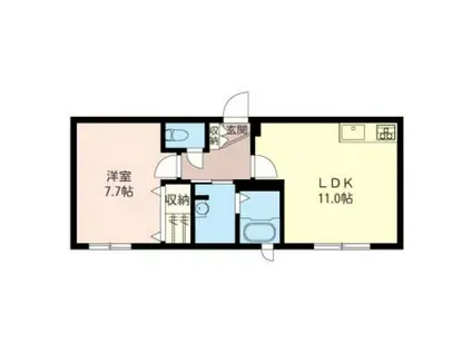 メゾン・ド・ヴェールII(1LDK/1階)の間取り写真