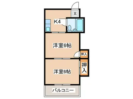 みなづきハイツ(2K/1階)の間取り写真