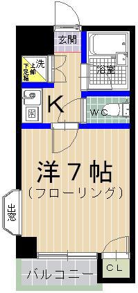 グランディ香椎駅東(1K/2階)の間取り写真