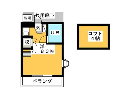 ラミアールEF(ワンルーム/2階)の間取り写真