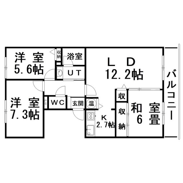 ドミール大川(3LDK/4階)の間取り写真