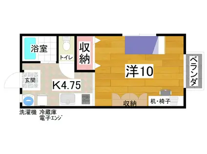 ルミナス旭ヶ丘(1DK/1階)の間取り写真