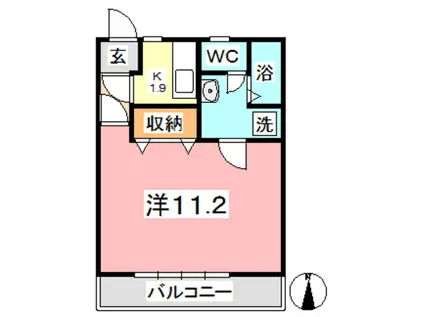 パレーシャル秋岡(1K/1階)の間取り写真