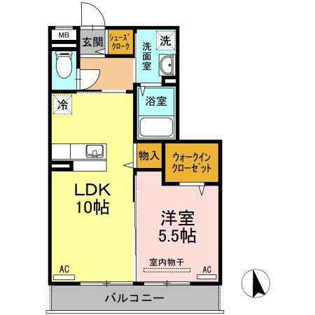 ルミエール E(1LDK/2階)の間取り写真