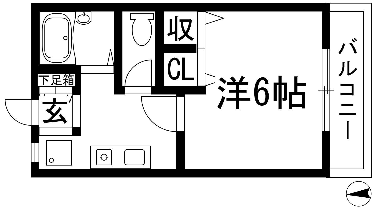 プチシャンブルミノオ(1K/2階)の間取り写真
