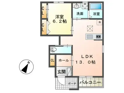 M&M壱番舘(1LDK/1階)の間取り写真
