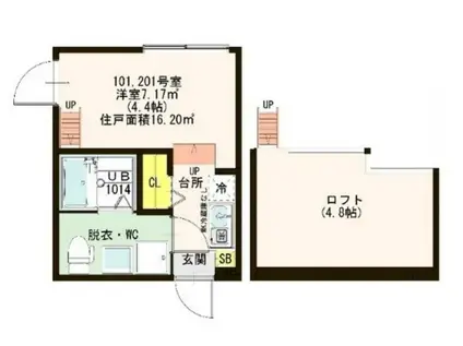 ハーモニーテラス柴又IV(1K/1階)の間取り写真