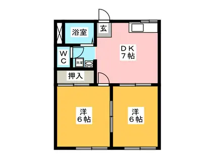 サンモール月の輪A(2DK/1階)の間取り写真