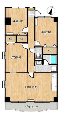 リップルガーデンII(3LDK/9階)の間取り写真