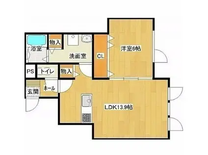 メゾンドブラン(1LDK/2階)の間取り写真