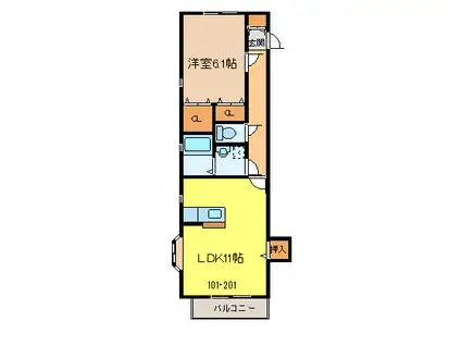 TORINOIII(1LDK/1階)の間取り写真