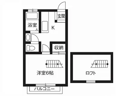 アーバンヴィラ三吉(1K/2階)の間取り写真