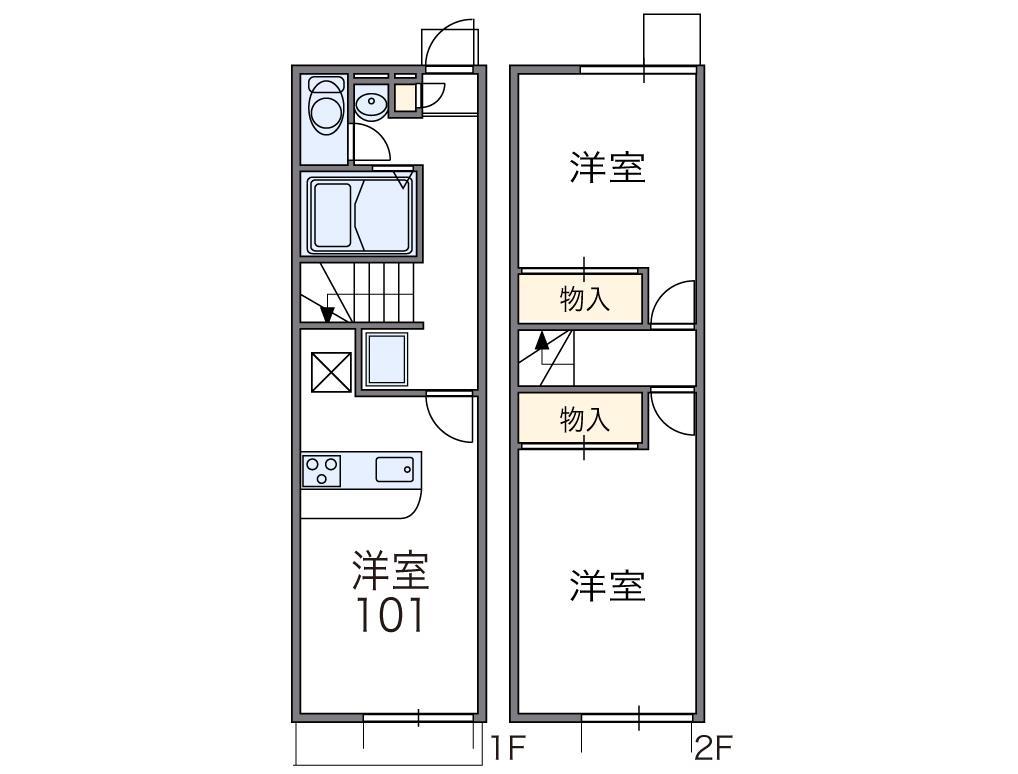 レオパレスセラフII(2DK/1階)の間取り写真