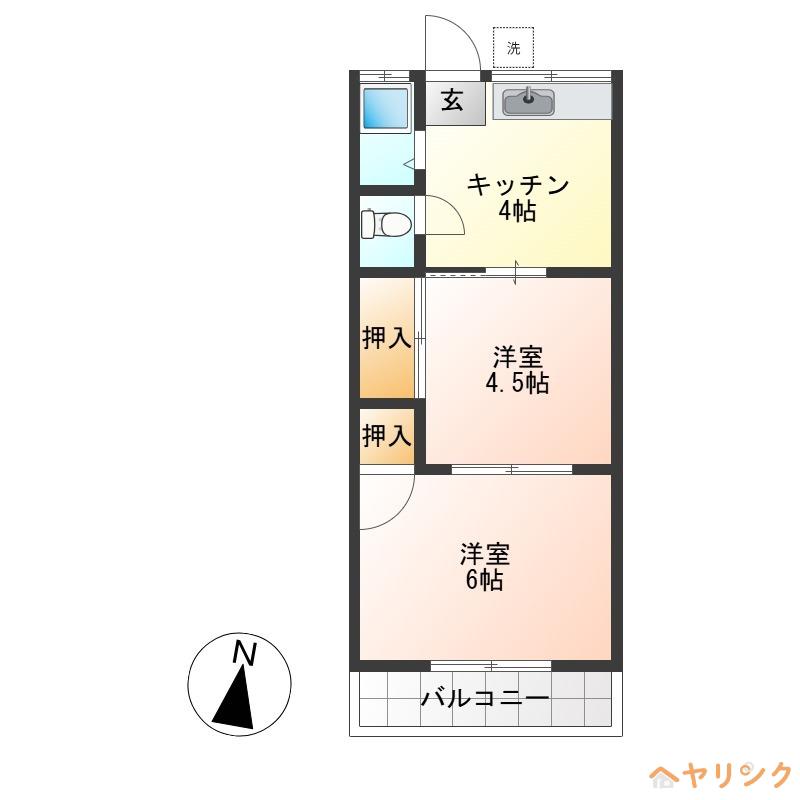 西晃荘(2K/2階)の間取り写真