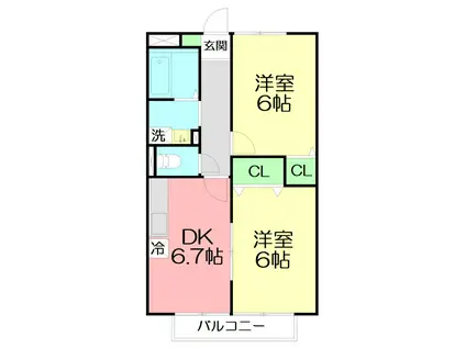 メイプルカーサ(2DK/2階)の間取り写真