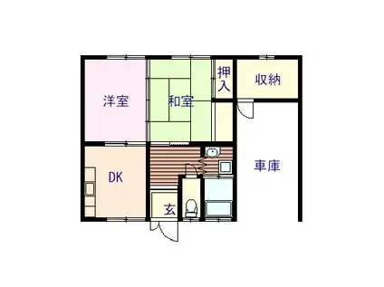 矢田荘(2DK/1階)の間取り写真