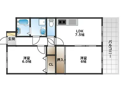 アルカディア箕輪(2LDK/4階)の間取り写真