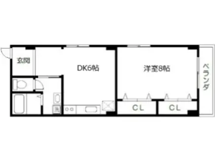 葛城ビル(1DK/4階)の間取り写真