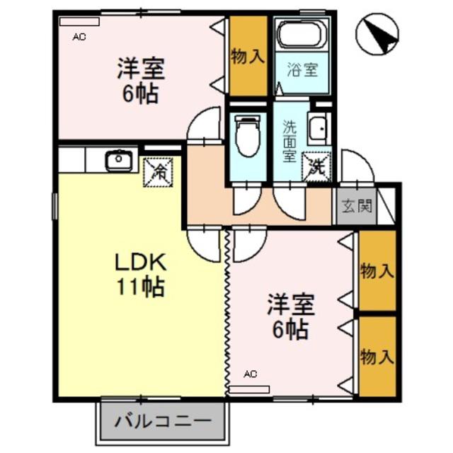 セジュールR(2LDK/2階)の間取り写真