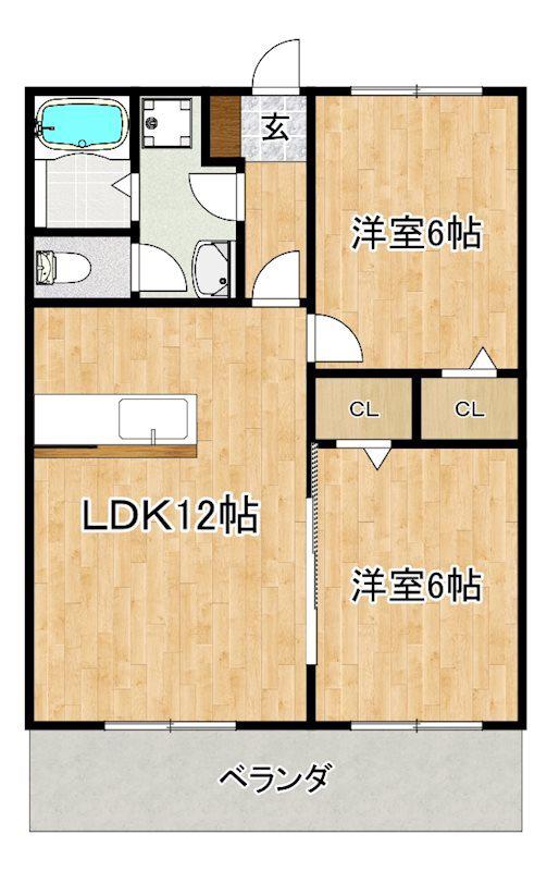 ポエムハイツ(2LDK/1階)の間取り写真