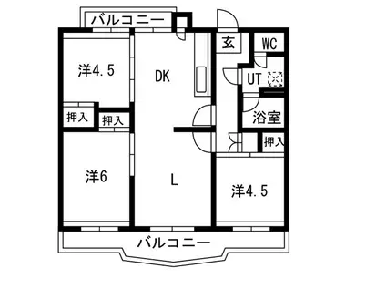 千代ヶ丘団地111棟(3LDK/5階)の間取り写真
