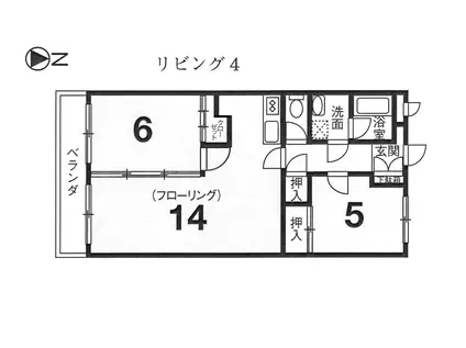 リビングIV(2LDK/2階)の間取り写真