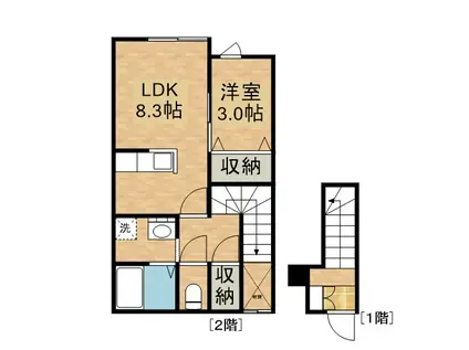 コンフォルト浅岸(1LDK/2階)の間取り写真