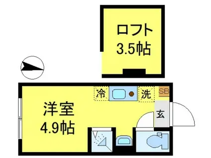 SUNNY HILLS 新小岩(ワンルーム/2階)の間取り写真