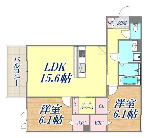 LA MAISON高羽町(2LDK/3階)の間取り写真