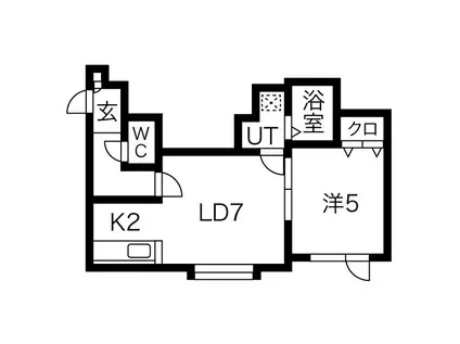 マリオハイツ明日風(1LDK/2階)の間取り写真
