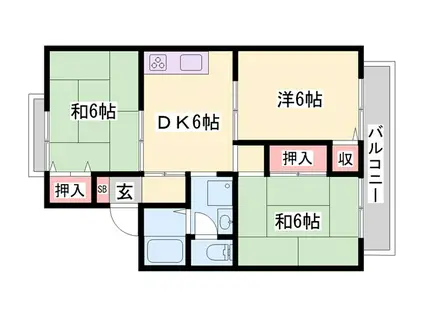 メロディ白国A(3DK/2階)の間取り写真