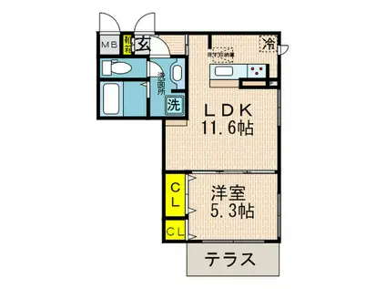 グランクレール兵庫町(1LDK/1階)の間取り写真
