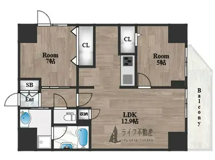 玉造BASE(2LDK/7階)の間取り写真