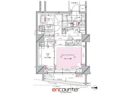 ディアナコート御苑内藤町(1LDK/1階)の間取り写真