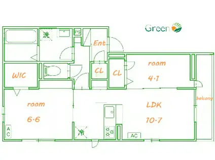 アトリウム(2LDK/1階)の間取り写真