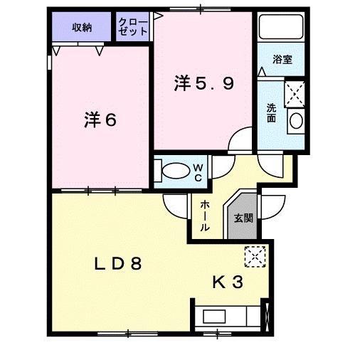 コウジィーコートII(2LDK/2階)の間取り写真