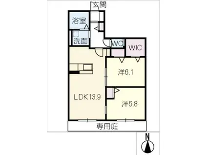 HEIM MAISON庄内通駅東 D棟(2LDK/1階)の間取り写真