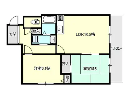 ウィステリア明石(2LDK/6階)の間取り写真