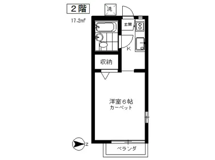 パルコーポ小宮山(1K/2階)の間取り写真
