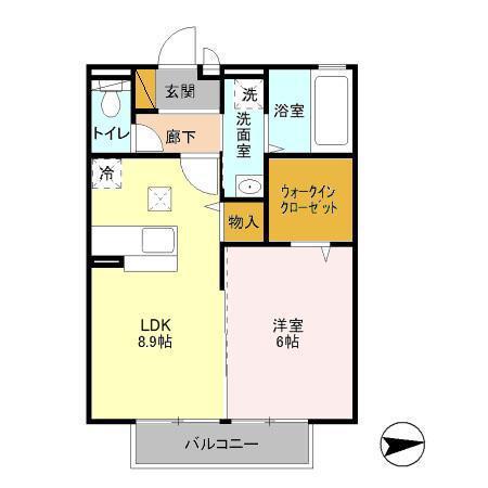 グランドソレーユ S(1LDK/2階)の間取り写真