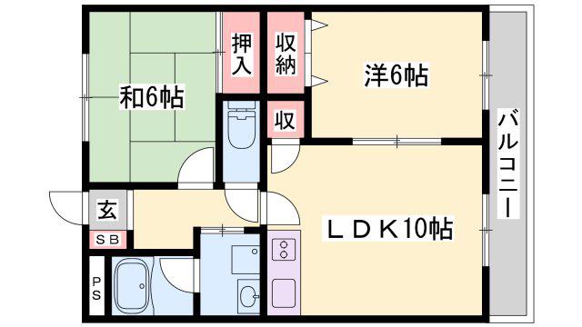 エスポワール滝野(2LDK/2階)の間取り写真