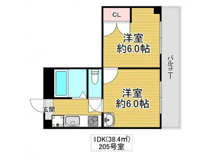 第二コーポ大喜(1DK/3階)の間取り写真