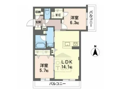 ベルスウィート(2LDK/2階)の間取り写真